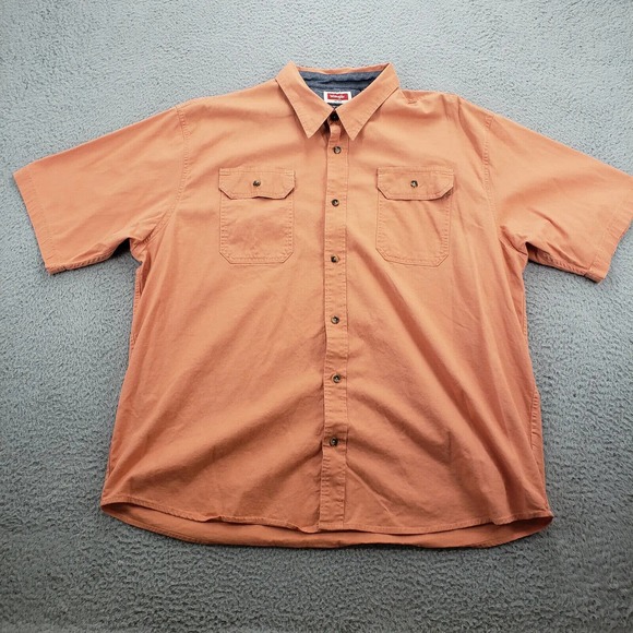 Wrangler Shirt‎ Mens XXL Orange Flex Western Workwear Cowboy Outdoors Casual - Picture 1 of 12